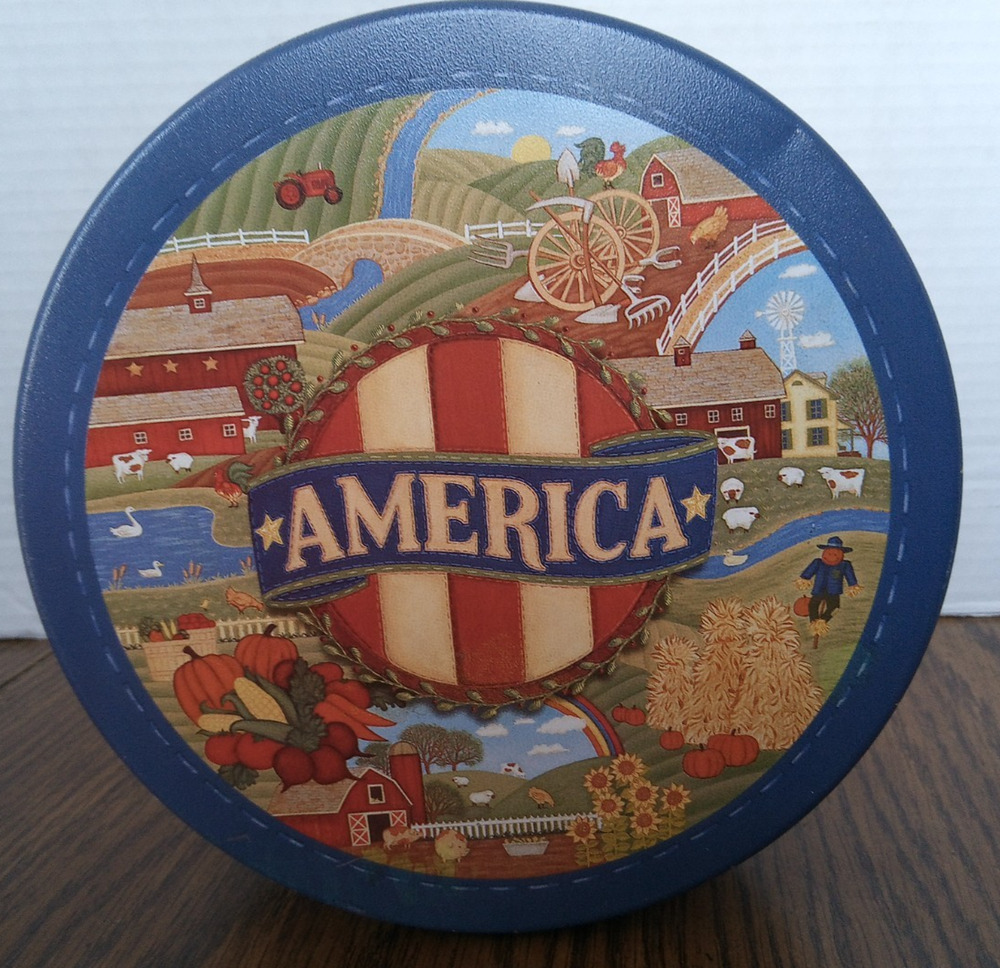 Cookie Advantage Blue And Red America Cookie Storage Tin